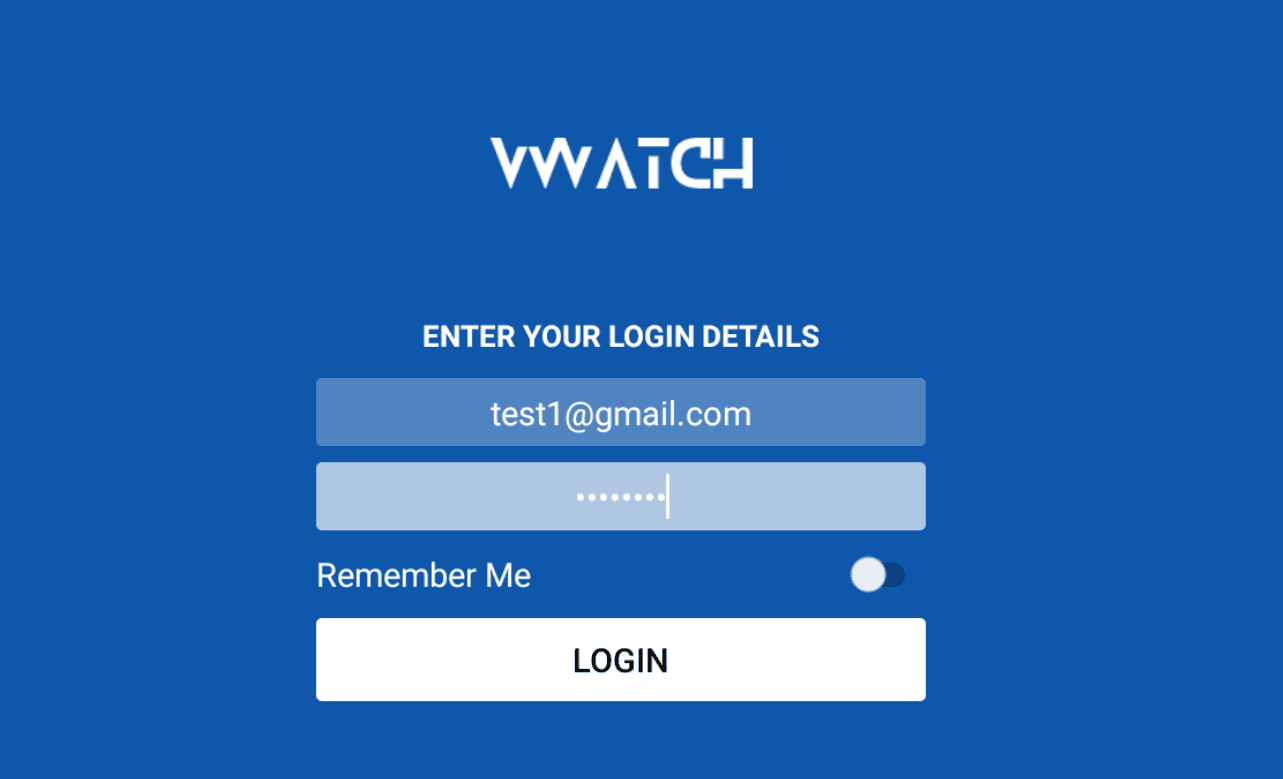 Login screen of the IPTV app with email and password fields